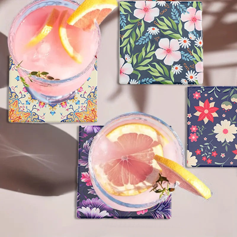 1PCS Exquisite Coasters - Diverse Floral , Heat - Resistant & Stylish for Home Decor