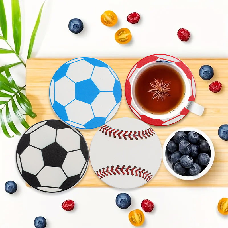 1PCS Sports - Themed Cup Coasters - Soccer & Baseball Designs, Heat - Resistant & Stylish for Your Table