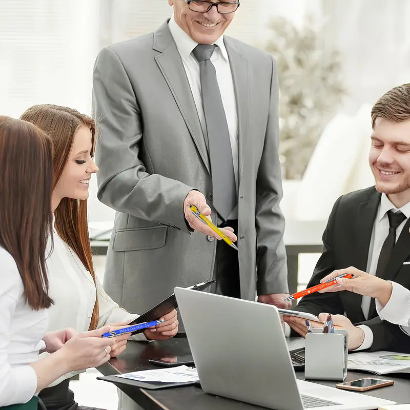 10Pcs/Set Inspirational Ballpoint Pens with Fine Nib & Smooth Writing - Vivid Colors, Touch - Screen Compatible & Motivational Quotes for Office & Daily Use 