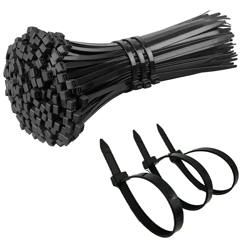 Black nylon cable ties are versatile and multi-size - non-toxic and environmentally friendly, easy to insert and durable