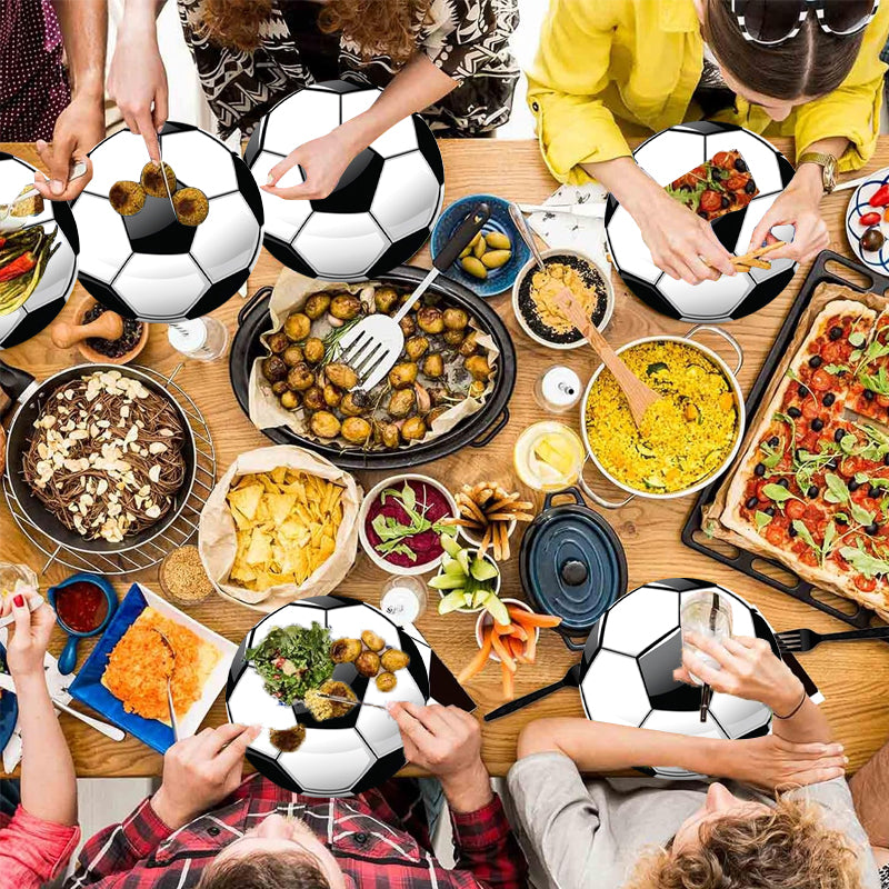 133pcs Football party tableware set includes disposable plates napkin cups and forks for football game sports birthday party decorations