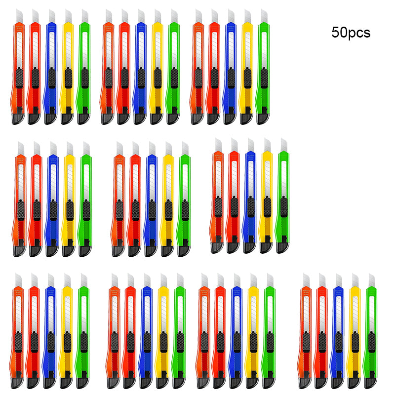 50PCS Colorful Utility Knives - Sharp Blades, Safety - Marked, Easy Operation