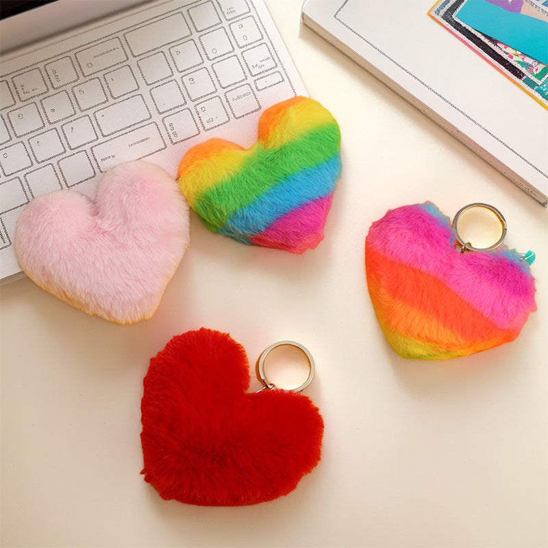 4PCS/set Cute Heart - shaped Plush Keychains - Soft Material, Various Colors