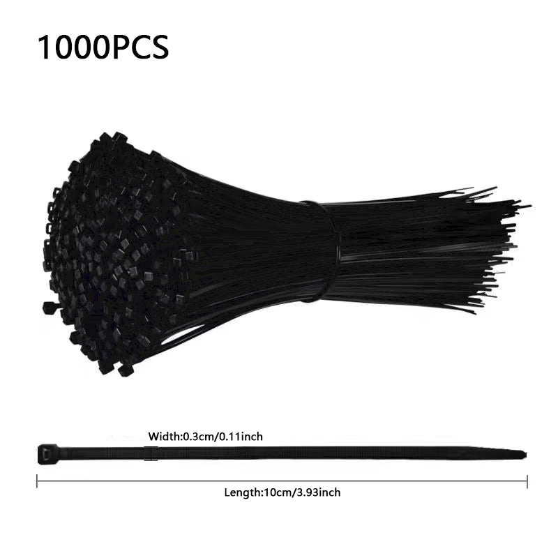 Black nylon cable ties are versatile and multi-size - non-toxic and environmentally friendly, easy to insert and durable