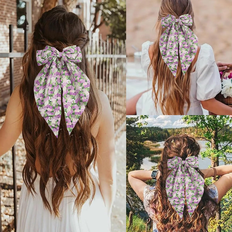 Floral Fabric Bow Hair Accessories - French Style, Comfortable Material, Charming Look