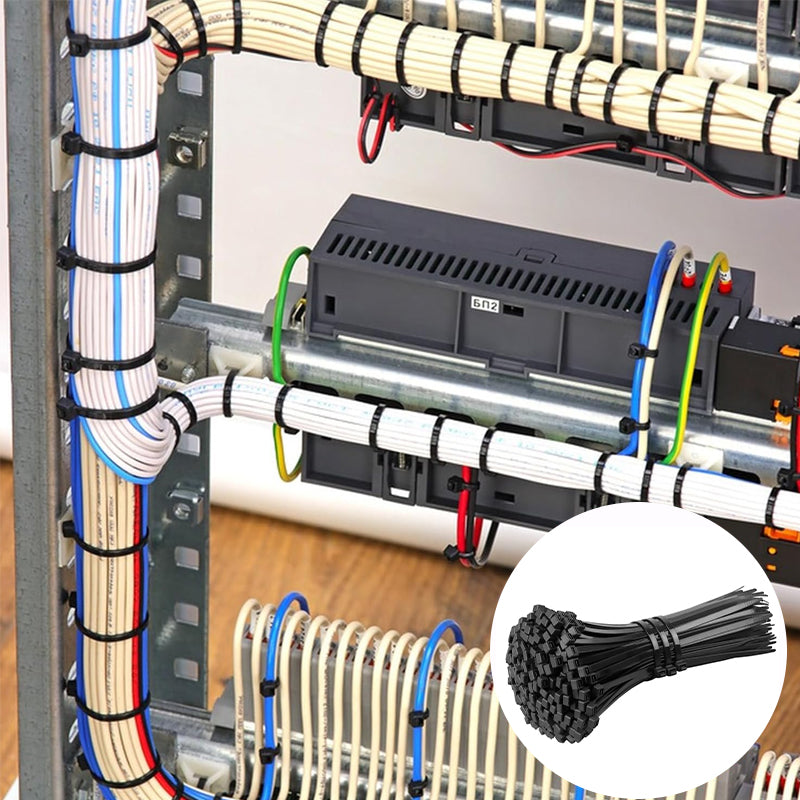 Black nylon cable ties are versatile and multi-size - non-toxic and environmentally friendly, easy to insert and durable