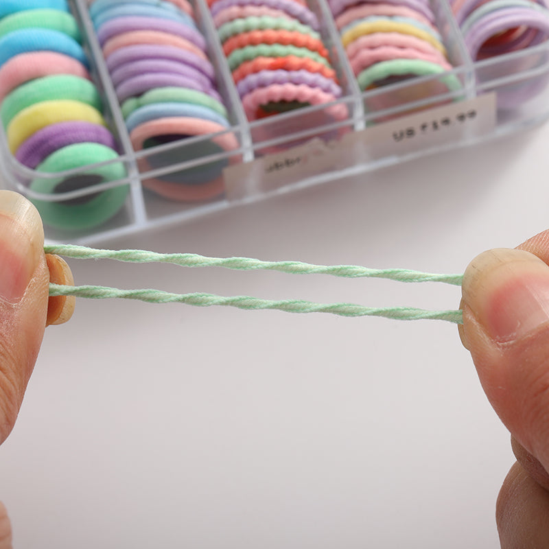 Colorful Hair Tie Sets in Transparent Storage Box - Various Styles, Easy Organization