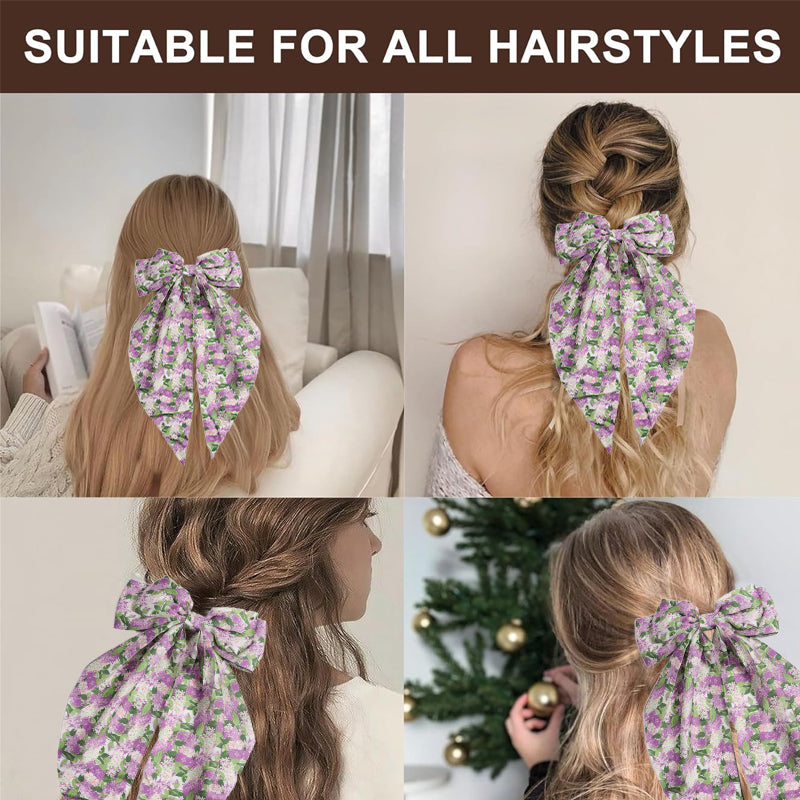 Floral Fabric Bow Hair Accessories - French Style, Comfortable Material, Charming Look
