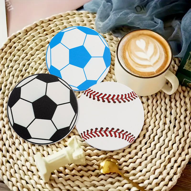 1PCS Sports - Themed Cup Coasters - Soccer & Baseball Designs, Heat - Resistant & Stylish for Your Table