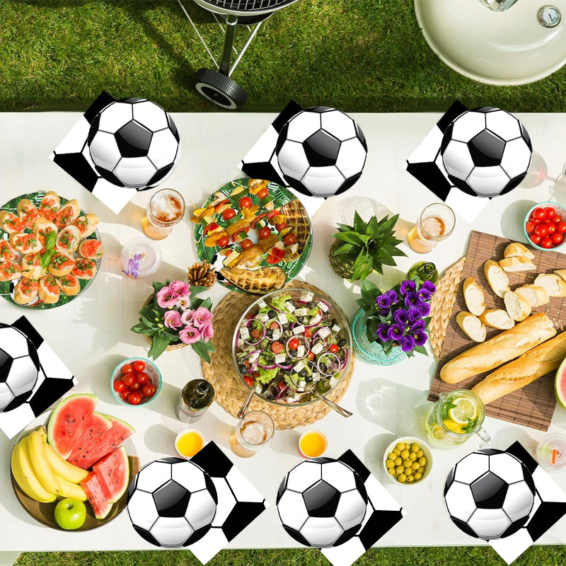 133pcs Football party tableware set includes disposable plates napkin cups and forks for football game sports birthday party decorations