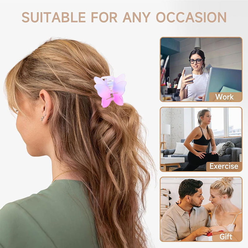 6PCS Exquisite butterfly hair clip - with bright colors and anti slip design, it is an ideal choice for easy hairstyles