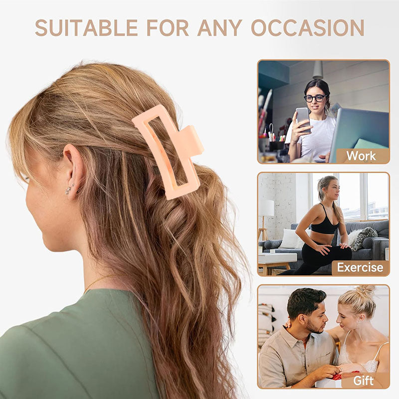 4PCS Chic Rectangle Hair Claw Clips - Vivid Colors, Strong Hold for All Hairstyles