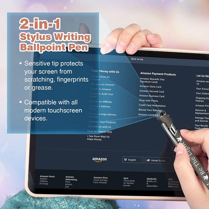 10pcs/set Retractable Ballpoint Pen with Stylus Tip 2-in-1 Stylus Gel Pen Business Signing Pen Office Accessories