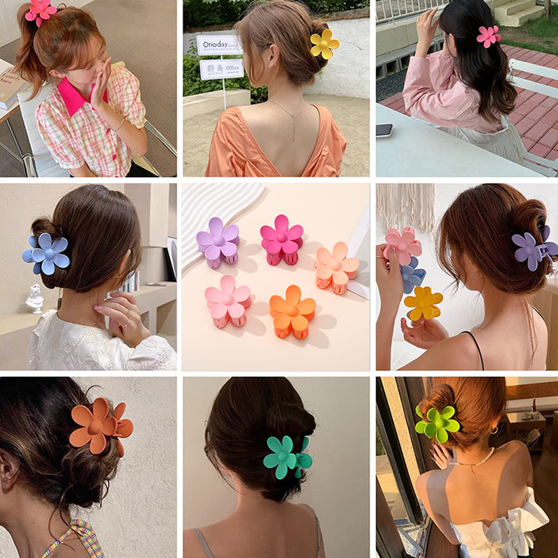 5PCS Flower Hair Clips , Large Claw Clips for Women Girls Thick Thin Hair, Strong Hold Nonslip Hair Accessories
