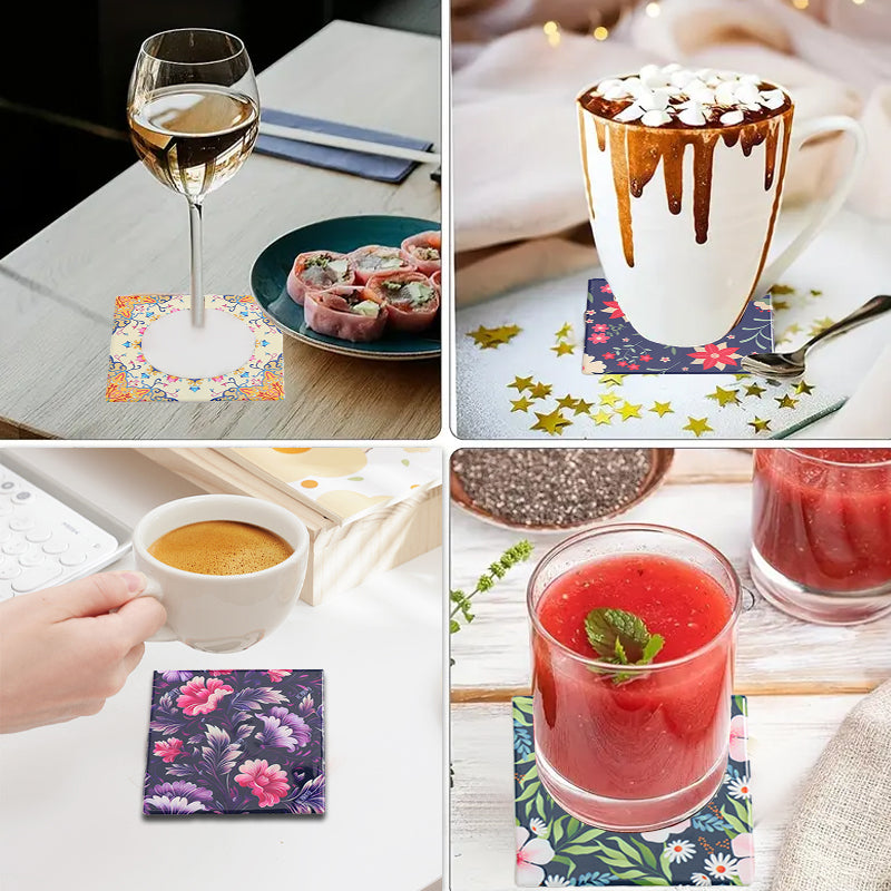 1PCS Exquisite Coasters - Diverse Floral , Heat - Resistant & Stylish for Home Decor