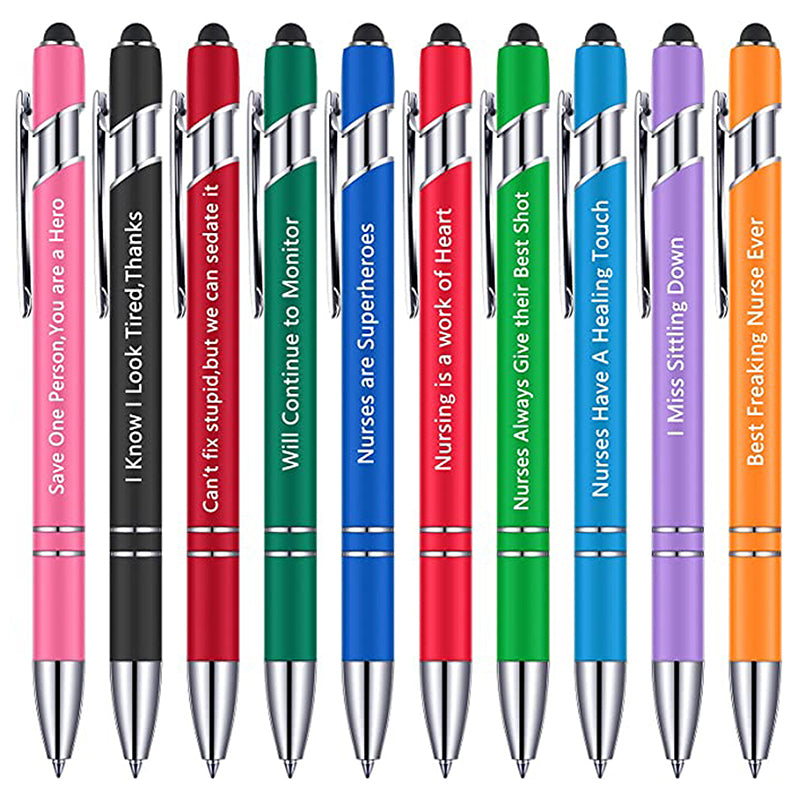 10Pcs/Set Inspirational Ballpoint Pens: Ultra - Smooth Fine Nibs, Eye - catching Colors, Touch - Screen Friendly Gifts for All