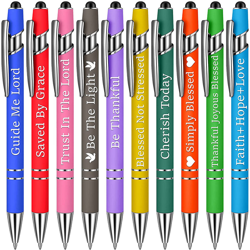 10pcs/set Retractable Ballpoint Pen with Stylus Tip 2-in-1 Stylus Gel Pen Business Signing Pen Office Accessories