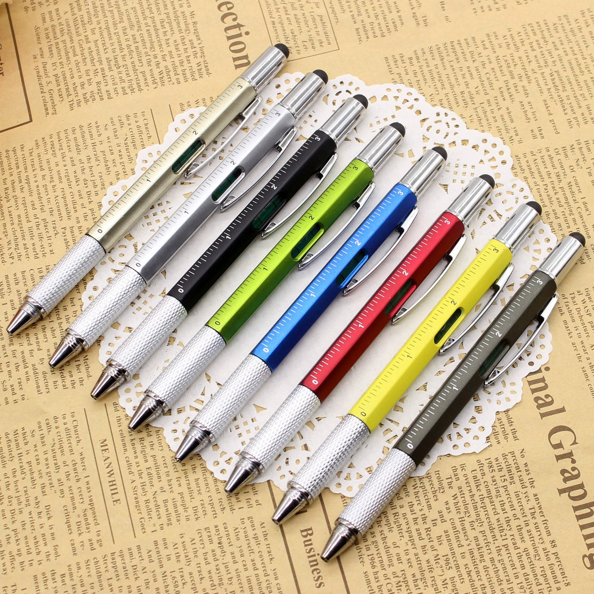 10PCS Multi functional handwriting pens, screwdrivers, level gauges, ballpoint pens, and touch pens are ideal gifts for professionals